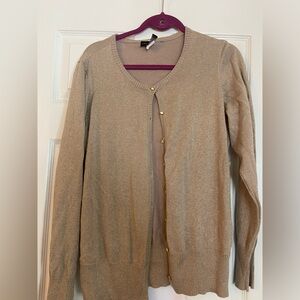 champagne knit cardigan w metallic threads